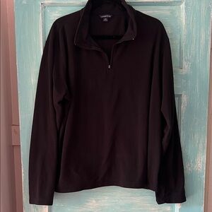 Lands' End Men's 1/4 Zip-Up Black fleece Sweater. Lightweight fleece.  EUC XL